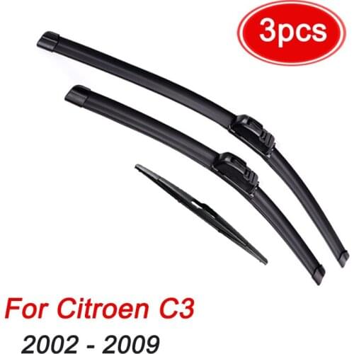 MIDOON Wiper Front & Rear Wiper Blades Set For Citroen C3 -01.2002 - 2009 Windshield Windscreen Window 24"18"14"