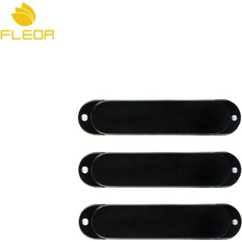 FLEOR 3pcs Black Single Coil Pickup Covers ST Guitar Covers No Hole For Electric Guitar Parts