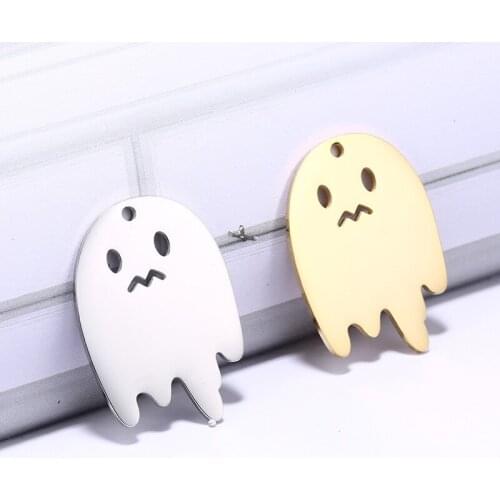 Stainless Steel Hollow Ghost Pendant 22*31mm Steel/gold Color Charm for Necklace Bracelet Handmade High Polish DIY Accessories