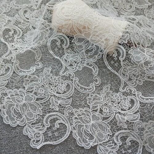 GLace 1Y/lot New white openwork lace sewing fabric for wedding dress accessories DIY material TX1387