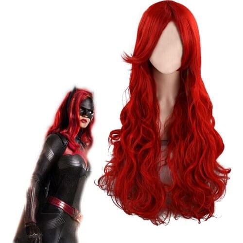 Batlady Wig Halloween Batwoman Cosplay Wig Kate Kane Cosplay Accessory Long Wavy Wig Synthesis Hair High Quality