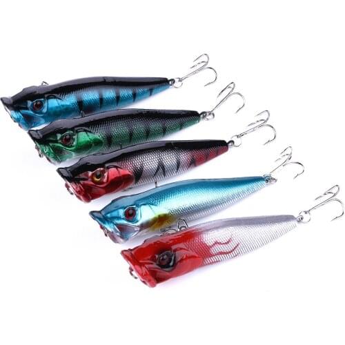HENGJIA 1Pcs 9cm 12g Popper Fishing Lures Topwater 3D Eyes Hard Bait Crankbait Pesca Hooks Wobbler Bass Carp Fishing