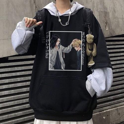 Tokyo Avengers Mens Womens Fake Two Cool Hoodies Tops Matsuno Chifuyu Baji Keisuke Good Friend Autumn Hoodie Sweatshirt