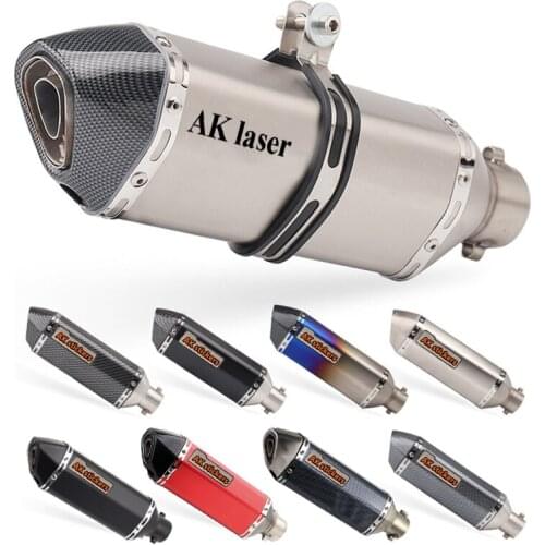 38-51mm Ak Universal Motorcycle Exhaust Muffler Pipe Scooter Pit Bike Dirt Motocross R1 R3 R6 ER6N Z250 Z750 Z900 Z1000 MT07 PCX