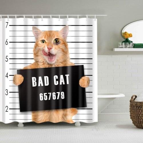 Dafield Cat Shower Curtain For Bath Room Kids Funny Head Wrapped Bath Towel Decor Polyester Fabric