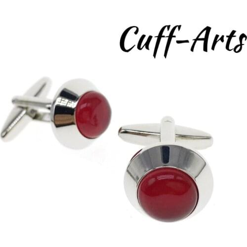 Cufflinks For Men Red Fibre Optic stone Cufflinks Gemelos Camisa Jewelry Men FatherS Day Gift Men by Cuffarts C20053