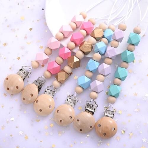 New 5 Colors Pacifier Clip Baby Safe Teething Beads Holder Baby Shower Gifts Teething Toy Pendent For Pacifier
