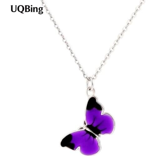 Fashion 925 Sterling Silver Enamel INS Butterfly Pendant Women Necklaces Jewelry