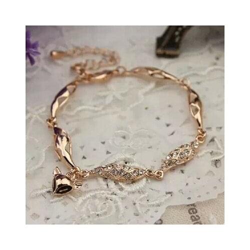 The Rose Gold Color Beautiful Lovely Cat Eyes Fox Chain Bracelet Jewelry with Charming Crystal for Women Chain & Link Bracelets
