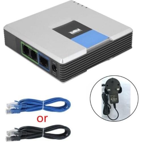 1Set VOIP Gateway 2 Ports SIP V2 Protocol Internet Phone Voice Adapter with Network Cable for Linksys PAP2T AU/EU/US/UK Au06 21