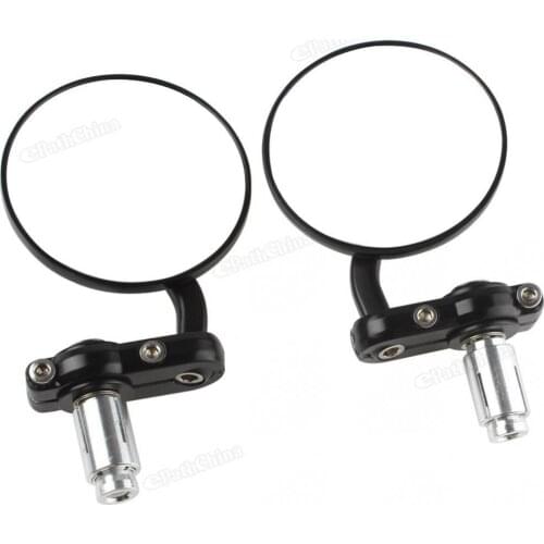 2Pcs Universal Motorcycle Mirror Aluminum Black 22mm Handle Bar End Rearview Side Mirrors Motor Accessories