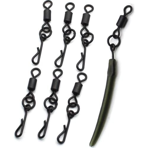 20PCS Micro Carp Fishing Swivels Kwik Change Flexi Ring Rolling Swivels Hook Clips Rolling Hook Ring Swivels Fishing Accessories