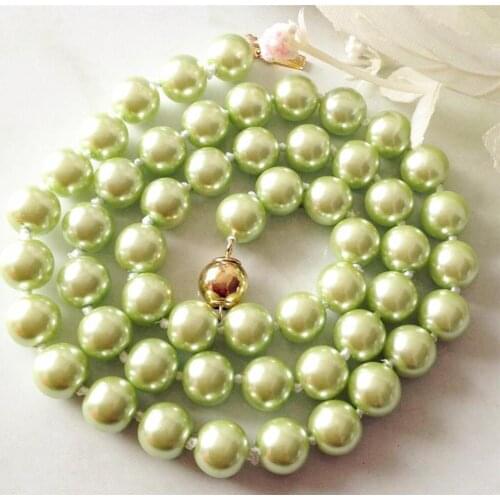 2021 8mm Pale Yellow South Sea Shell Pearl Necklace Pearl Jewelry Rope Chain Pearl Beads Natural Stone 18inch (Minimum Order 1)