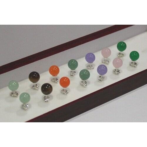 7pairs! wholesale beautiful gift 8mm Natural Stone bead stud Earring