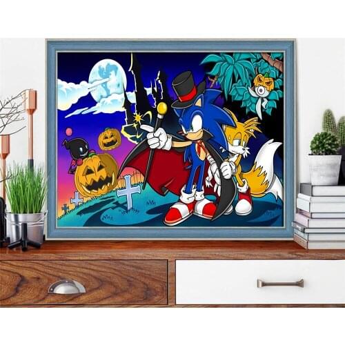 Disney Cartoon Diamond Painting Hedgehog Halloween DIY 5D Full Circle Square Mosaic Embroidery Home Decor Cross Stitch Kits Art