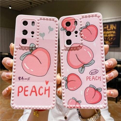 Love Frame Pink Peach Case for Huawei P30 P40 Pro Honor 20 30 30s Nova 5 6 7 SE 8 Pro 8X 9X Mate 30 40 Y7 Pro 2019 Soft Cover