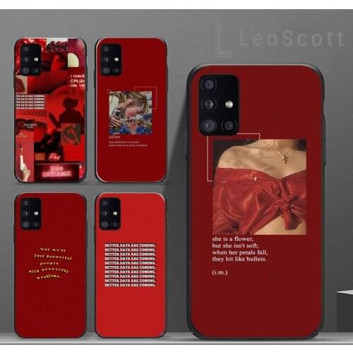 Retro red pattern art lyrics aesthetic Phone Case For Samsung A32 A51 A52 A71 A50 A12 A21S S10 S20 S21 Plus Fe Ultra