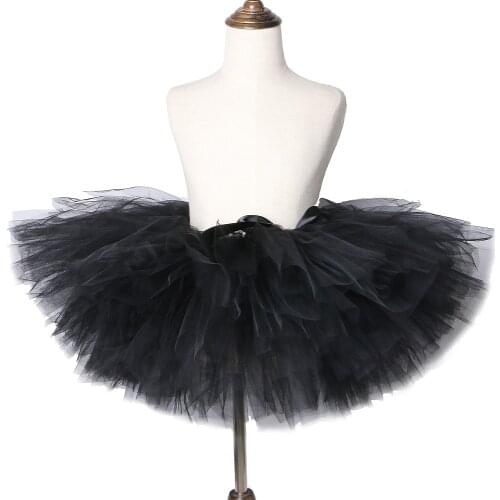 Black Skirt Tutu for Girls Tulle Skirt Child Baby Children Fluffy Tutus for Dancing Birthday Party Ball Gown Skirts Solid Color