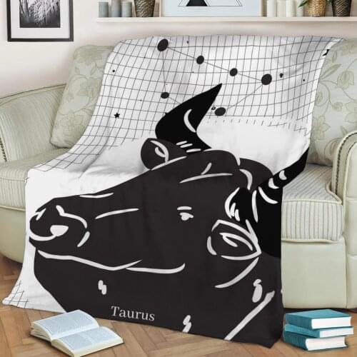 Black Taurus Flannel Throw Blanket 3D Printed Keep Warm Sofa Child Blanket Home Decor Textiles Dream Family Gift