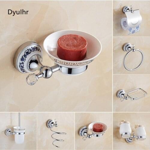Paper Holder Crystal Solid Brass Gold Washroom Robe Hook Soap Holder Towel Bar Towel bar Cup Holder Bathroom Accessories