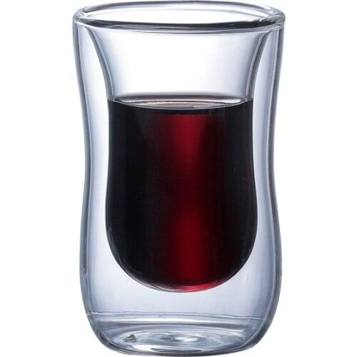 6PCS 80ml Double-Layer Glass Coffee Mug with Handle Espresso Cups