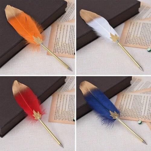 Kawaii Colorful Black Student Ball Point Pen Stationery Gifts Elegant Feather Ballpoint Pen Cute Feather Signature Pens Fashion