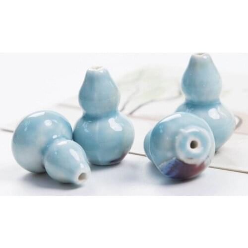 20 Pieces/Lot 31x20mm Gourd Shape Ceramic Beads Handmade Diy 2.5mm Hole Porcelain Loose Bead Jewelry Making Loose Bead Necklace