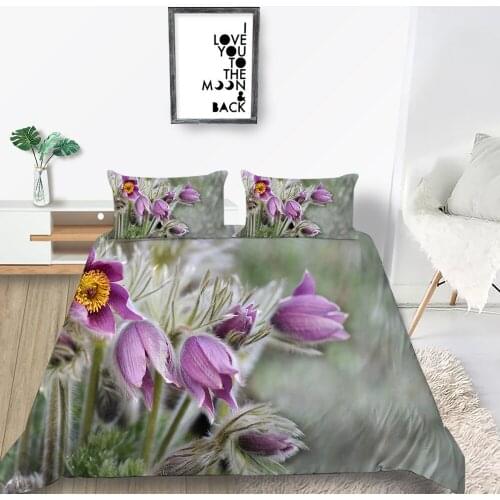 Purple Tulip Bedding Set King Lifelike 3D Beautiful Floral Duvet Cover Queen Twin Full Single Double Unique Design Bed Set