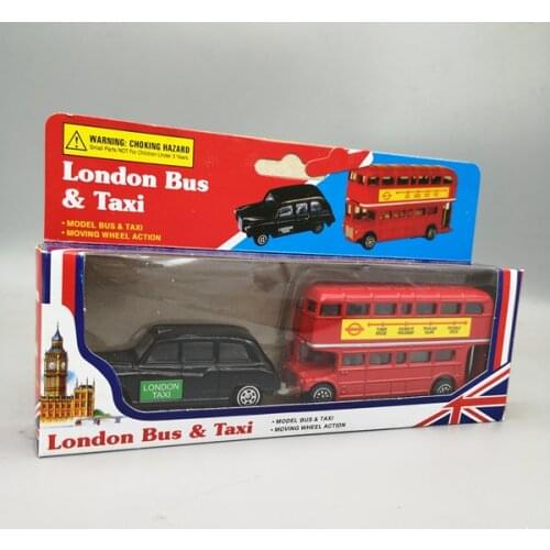 Metal 1:64 CAR Model London Taxi Double Decker Bus Set Single Box Collect Toy Figures