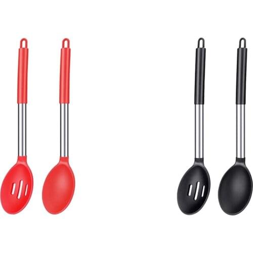 Pack of 2 Large Silicone Cooking Spoon,Non Stick Solid Basting Spoon,Heat-Resistant Kitchen Utensils for Mixing