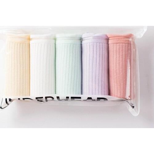 Ladies 5pcs/lot cotton plus size mid-waist panties female Lingerie Triangle briefs sexy underwear