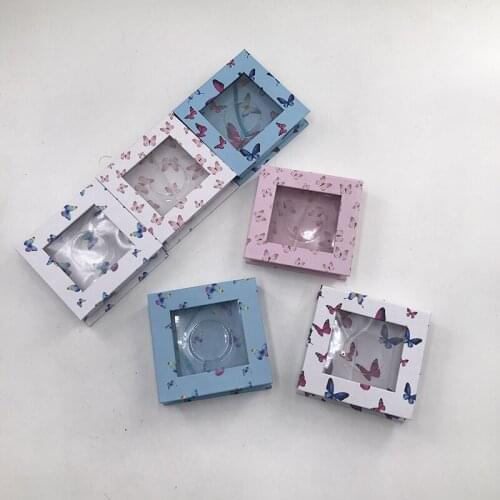 Mink eyelash with custom packaging square hard box with butterfly for 16mm-28mm strip lashes