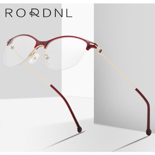 Cat Eye Prescription Glasses Frame for Women Optical Myopia Eyeglasses Frame Female Semi Rimless Design Spectacles Brand Fashion