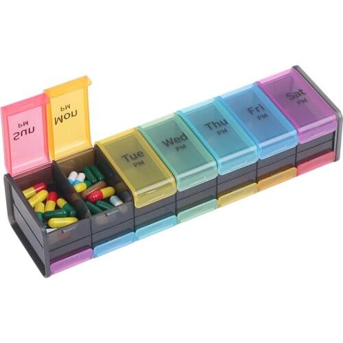 7 Days Pill Organizer Double-Sided Pill Box Extra Large Pill Case For Traveling New