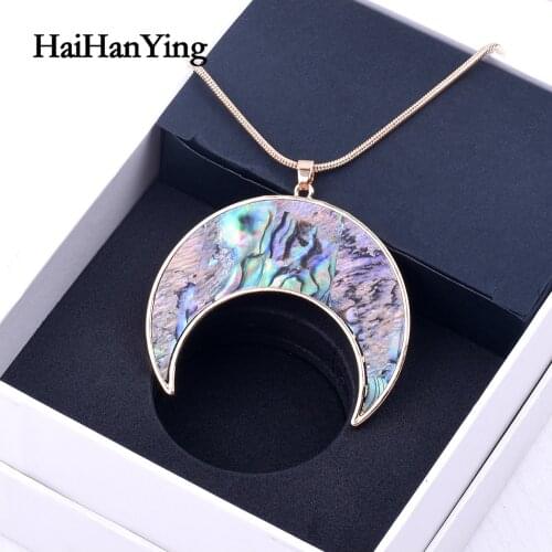 New Zealand Abalone Shell Pendant Mop Shell Alloy Crescent Pendant Natural Gem Necklace 2020 Fashion Accessories Party Gift