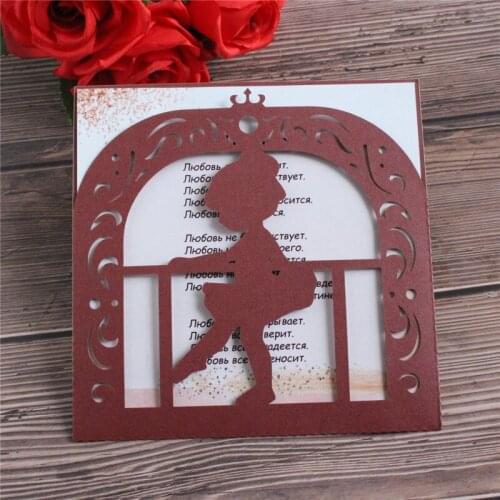 Baby girl birthday invitation card gender reveal laser cut pocket personalized invite design multi colors