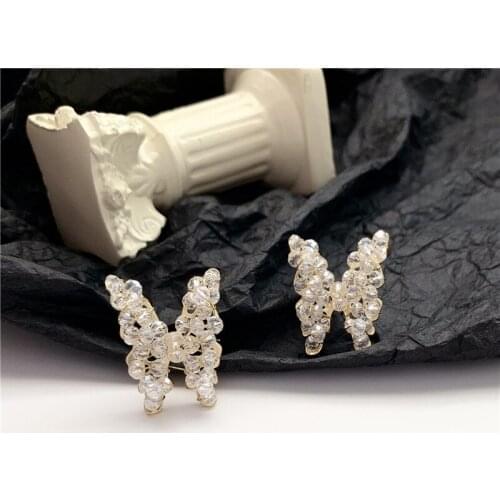 Simple Crystal Butterfly Big Earings Studs Beads Shiny New Earrings