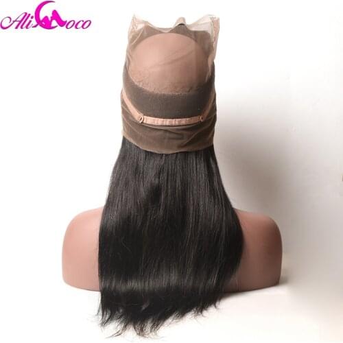 Ali Coco Brazilian Straight Hair 360 Lace Frontal Closure With Baby Hair 100% Human Hair Free Part Non-remy Hair Free Shipping