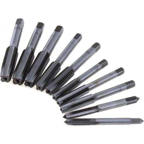10pcs/lot Hand Tool Tap Die Screw Thread Metric Plugs Set M6 / M7 / M8 / M10 / M12 with Straight Flute Drill Set for Woodworking