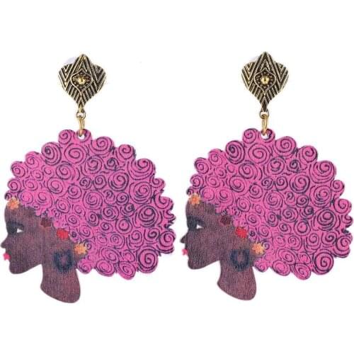 Vintage Wooden Personality Figure Head Earring Temperament Simple Female Fashion Jewelry Party Accessories Birthday Gifts