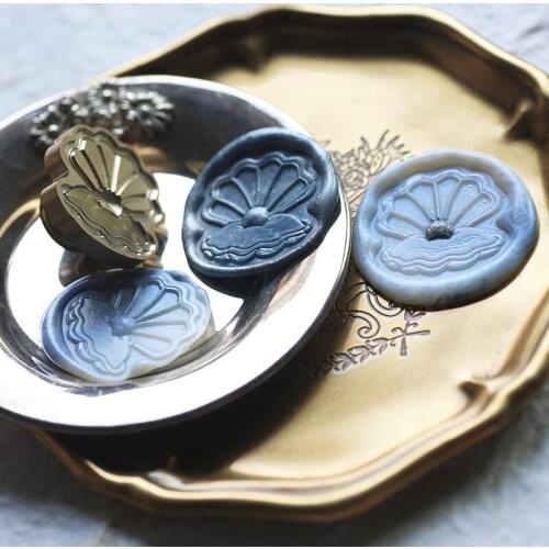 Embossed Sea Shell Pearl Sealing Wax Stamp ​Retro Shaped 3D Stereo Lacquer Seal Wedding Invitation Decorative Wax Seal