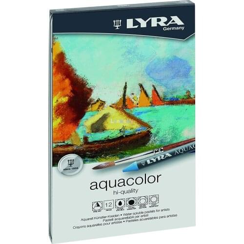 LYRA Aquacolor Water-Soluble Wax Crayons, Set of 12 Crayons, Assorted Colors (5611120)