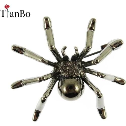 High Quality Black Gun Color Copper & Imitation Pearl Spider Brooch Pin for Men Women Girl Lady Vintage Gift