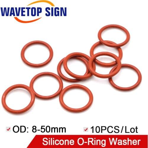 WaveTopSign 10pcs Silicone O-Ring Washer Outer Dia.8-50 Wire Dia.2mm Waterproof and High Temperature Resistant 10PCS/Bag