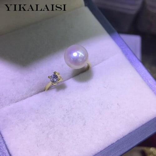 YIKALAISI 925 Sterling Silver Jewelry Oblate Pearl Rings 2020 Fine Natural Pearl jewelry 7-8mm Rings For Women wholesale