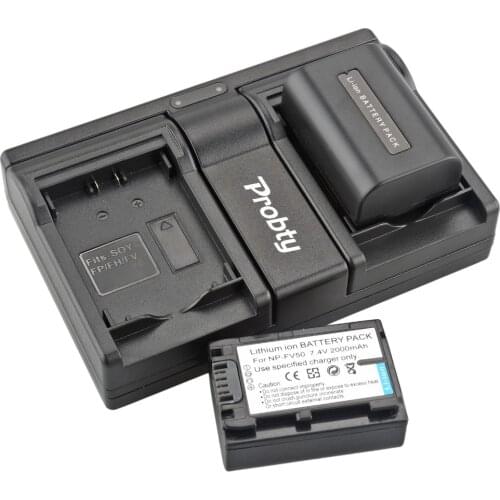 2Pcs PROBTY NP-FV50 NP FV50 Battery + Dual Charger For SONY HDR XR550E XR350E CX550E CX350E CX150E DCR SR68E SX83E SX63E SX43E