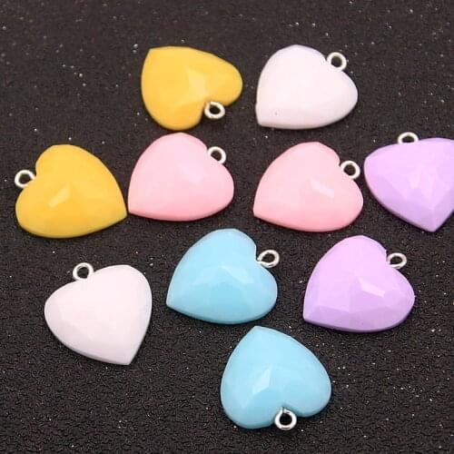 10Pcs 19X21MM 3D 5 Color Heart Cute Resin Earring Charms Findings For Diy Jewelry Phone Keychain Pendant Accessories
