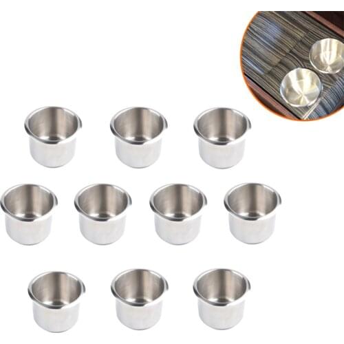 10Pcs Stainless Steel Modified Cup Holder Caravan Inserts For Poker Table Car Boat Truck Marine Camper Accessories