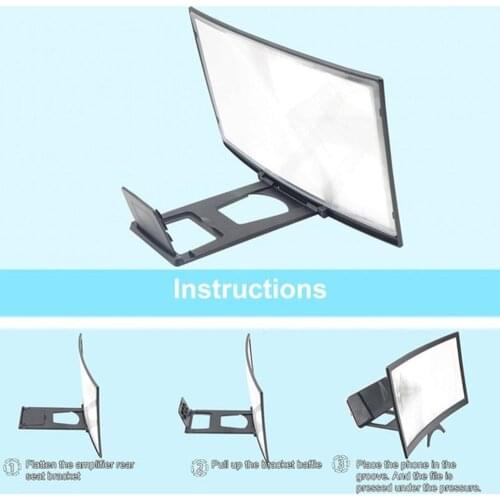 12 Inches 3D Phone Screen Magnifier Movie Video Amplifier Holder Enlarger Screen Smart Phones Magnifying Bracket