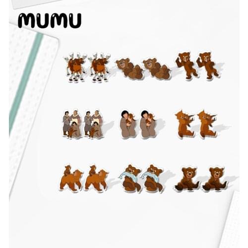 2021 New Brother Bear Stud Earring Cute Bears Epoxy Jewelry Resin Acrylic Earrings Handmade Gifts Fan